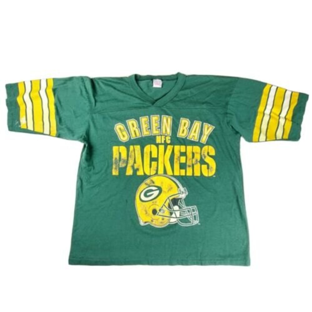 Vintage Green Bay Packers 3/4 Sleeve Single Stitch Shirt Men's XL Garan Tag USA‎